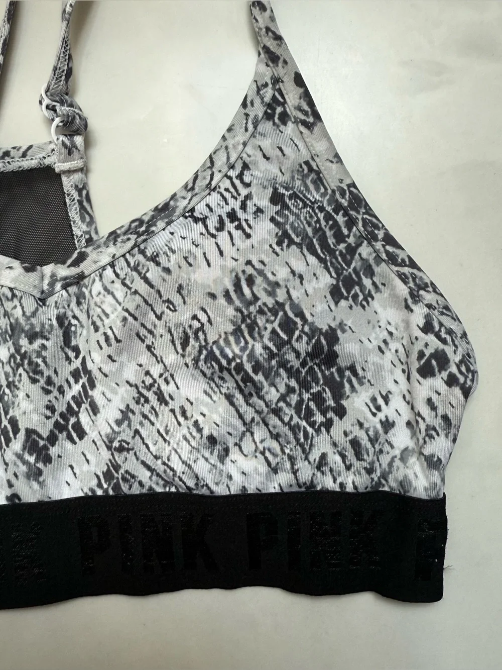 Victoria’s Secret PINK Black & White Printed Racerback Bralette